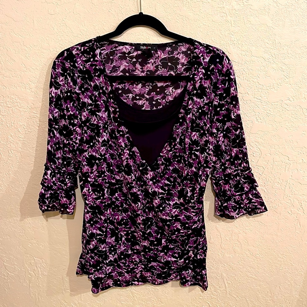 Style&co nylon and polyester purple and black top.